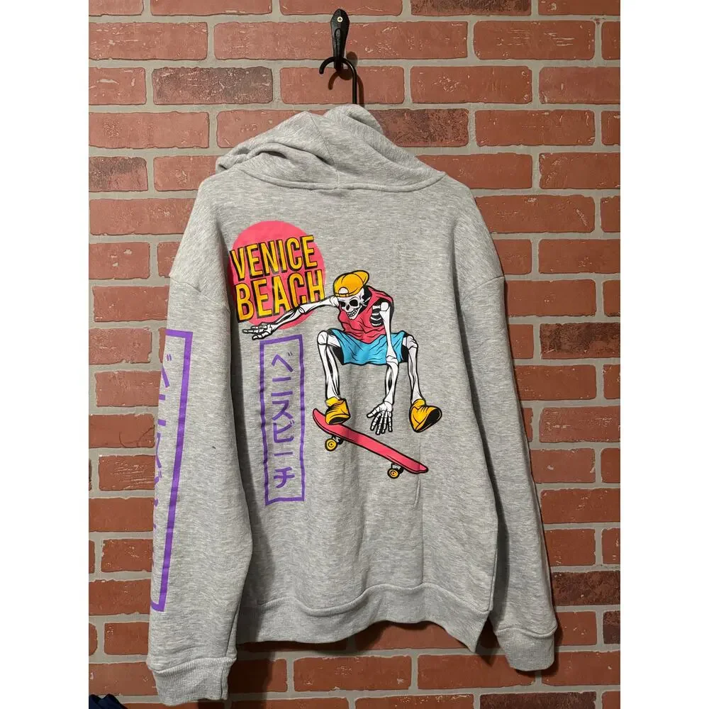 Chemistry Venice Beach Skateboard Skeleton Pullover Hoodie - L